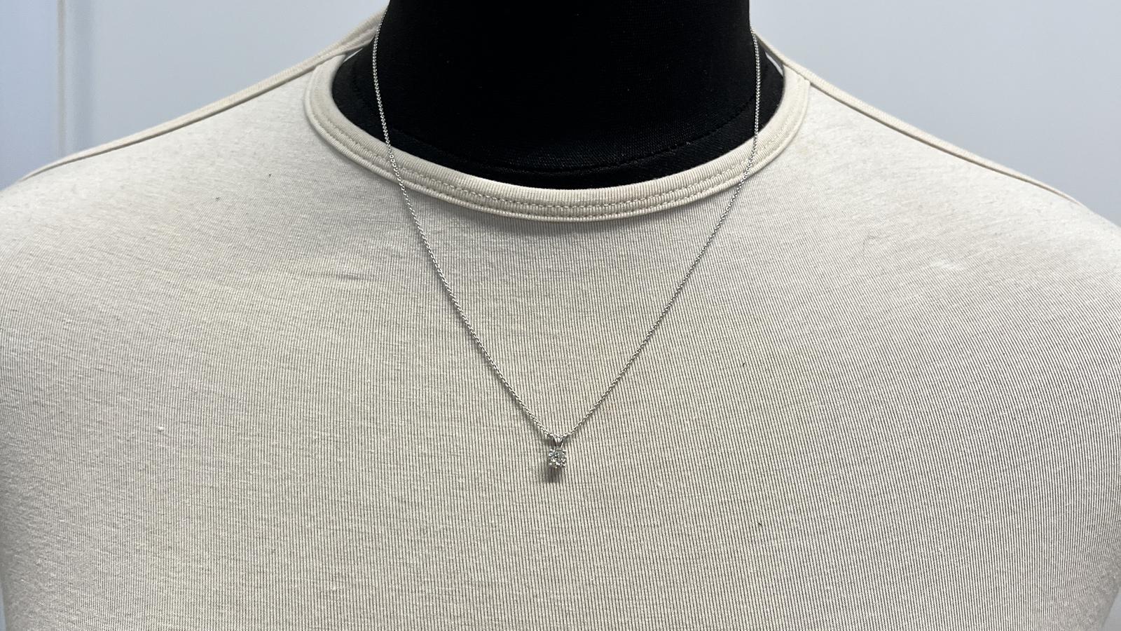תליון סוליטר משובץ יהלום, זהב 14K, תליון כולל שרשרת - מק"ט 12843