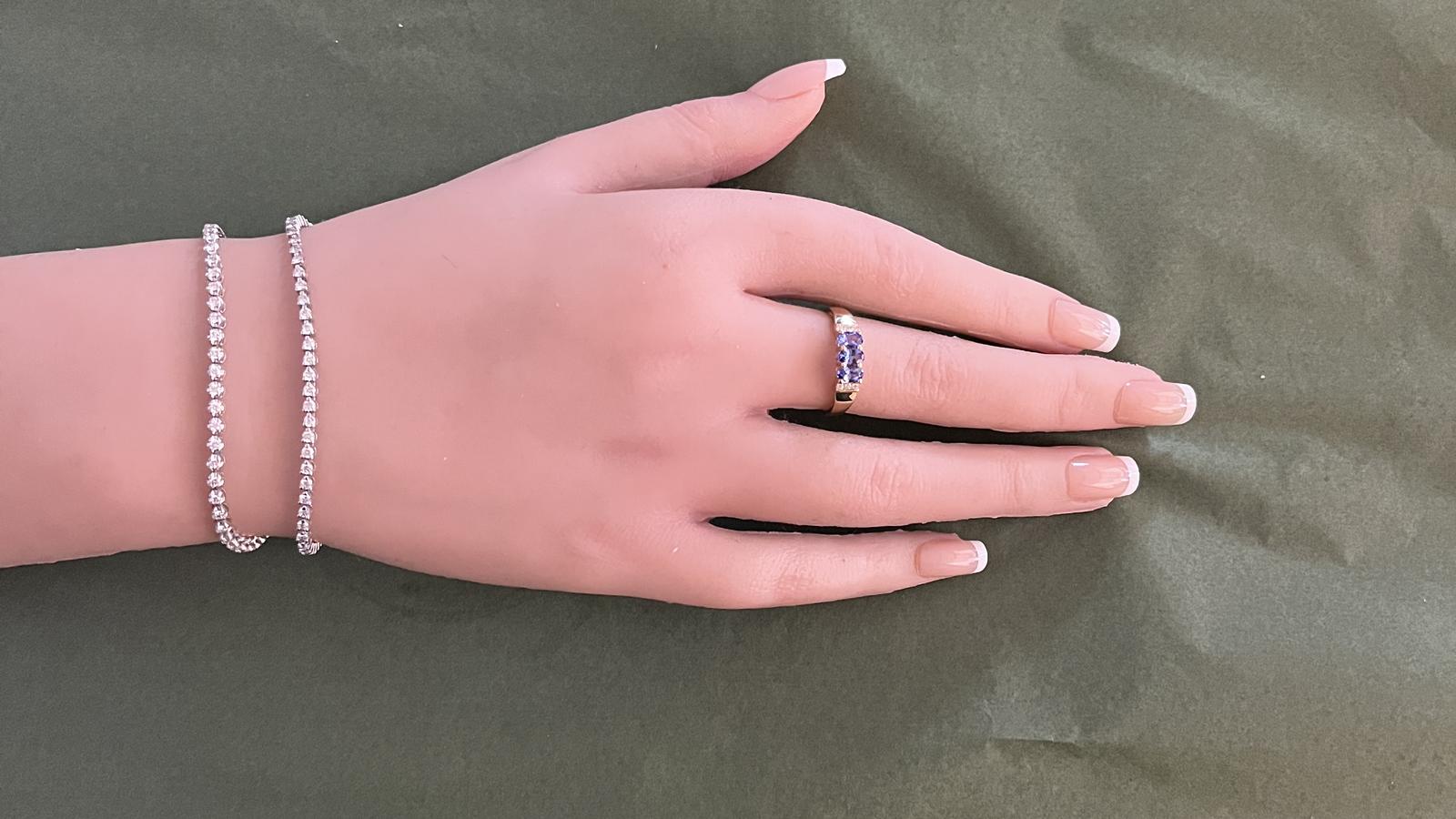 צמיד טניס משובץ יהלומים בשיבוץ 3 שיניים - מק"ט 14002, זהב 14K