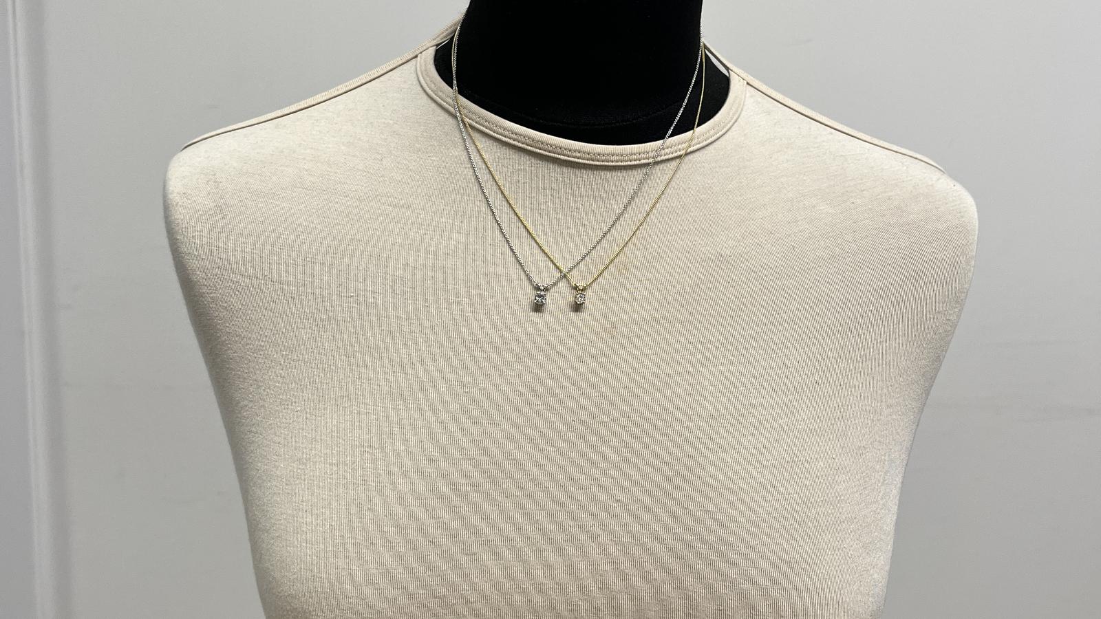 תליון סוליטר משובץ יהלום, כולל שרשרת - מק"ט 14089, זהב 14K