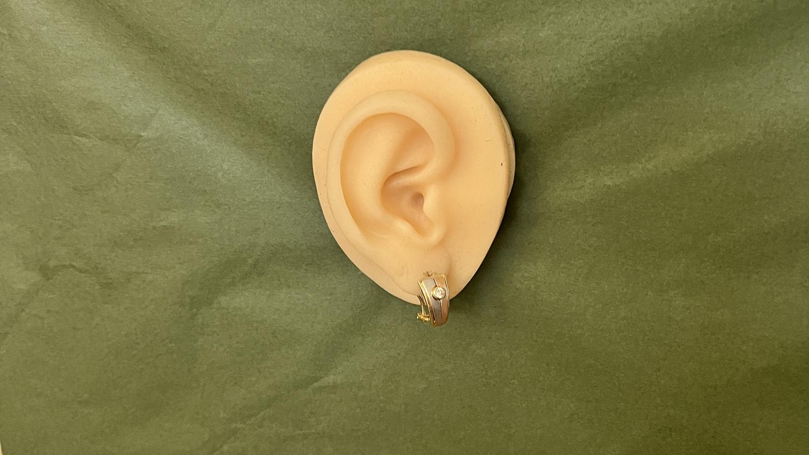 עגילי וינטג' צמודים משובצים יהלום - מק"ט 14342, זהב 14K