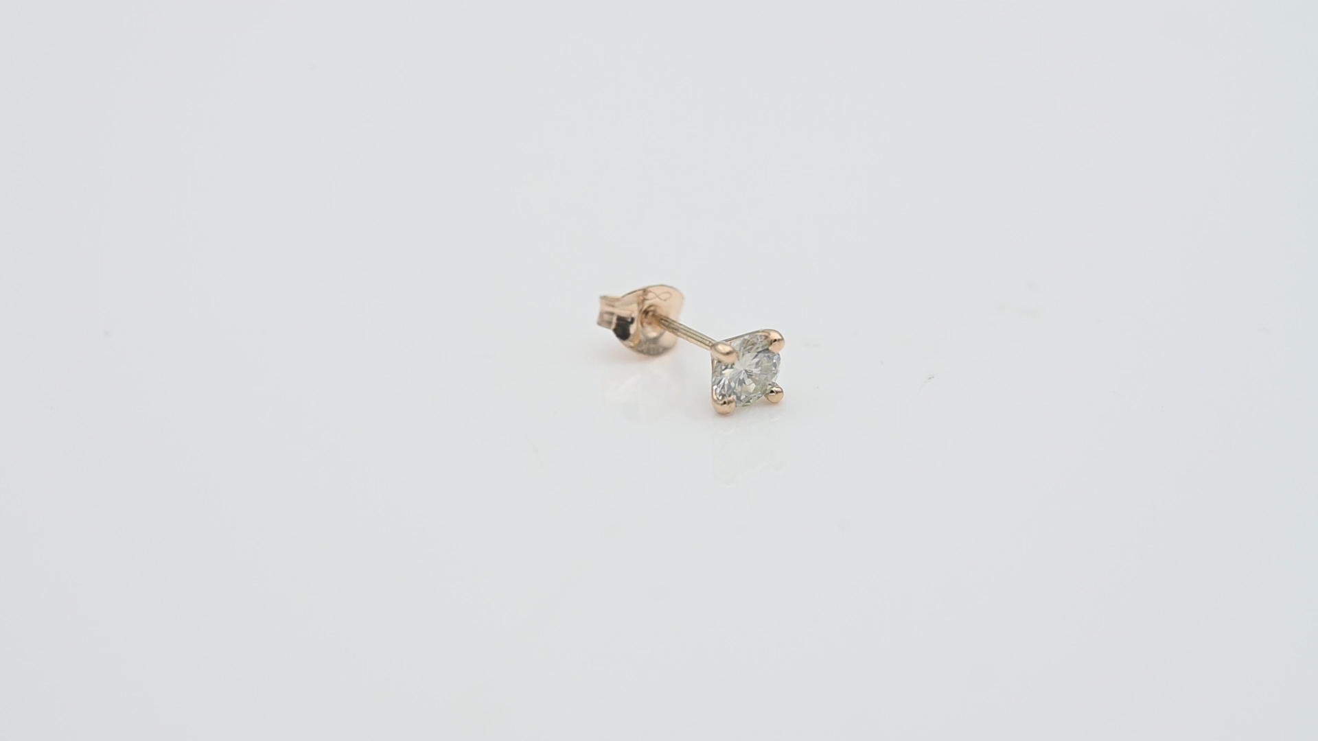 עגיל סוליטר בודד משובץ יהלום - מק"ט 14567, זהב 14K