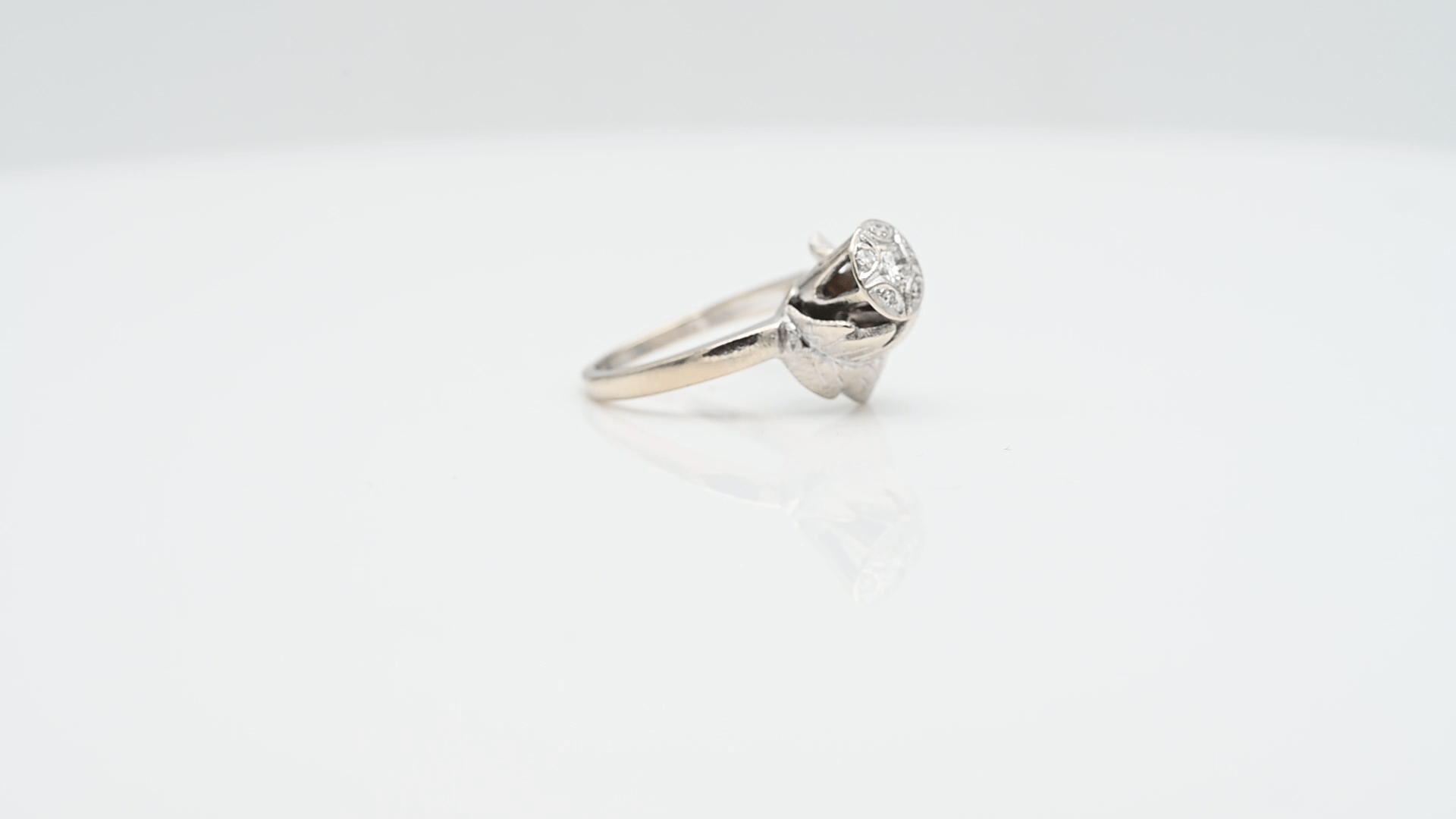 טבעת וינטאג משובצת יהלומים, זהב 9-14K - מק"ט 30767