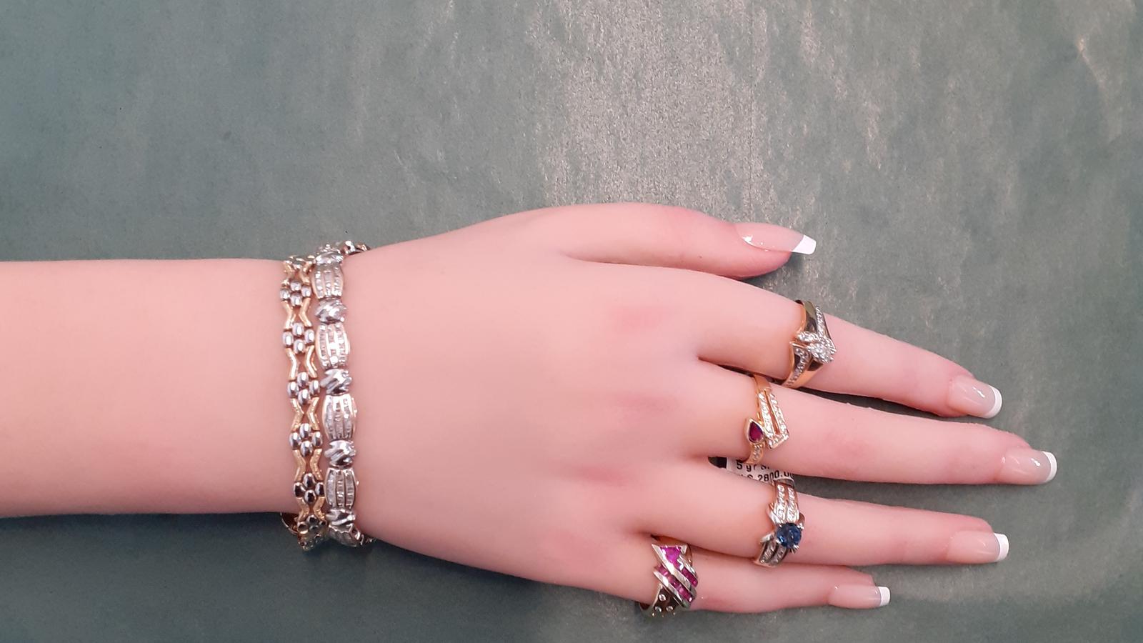 צמיד וינטאג משובץ יהלומים בחיתוך באגט, זהב 14K - מק"ט 30840