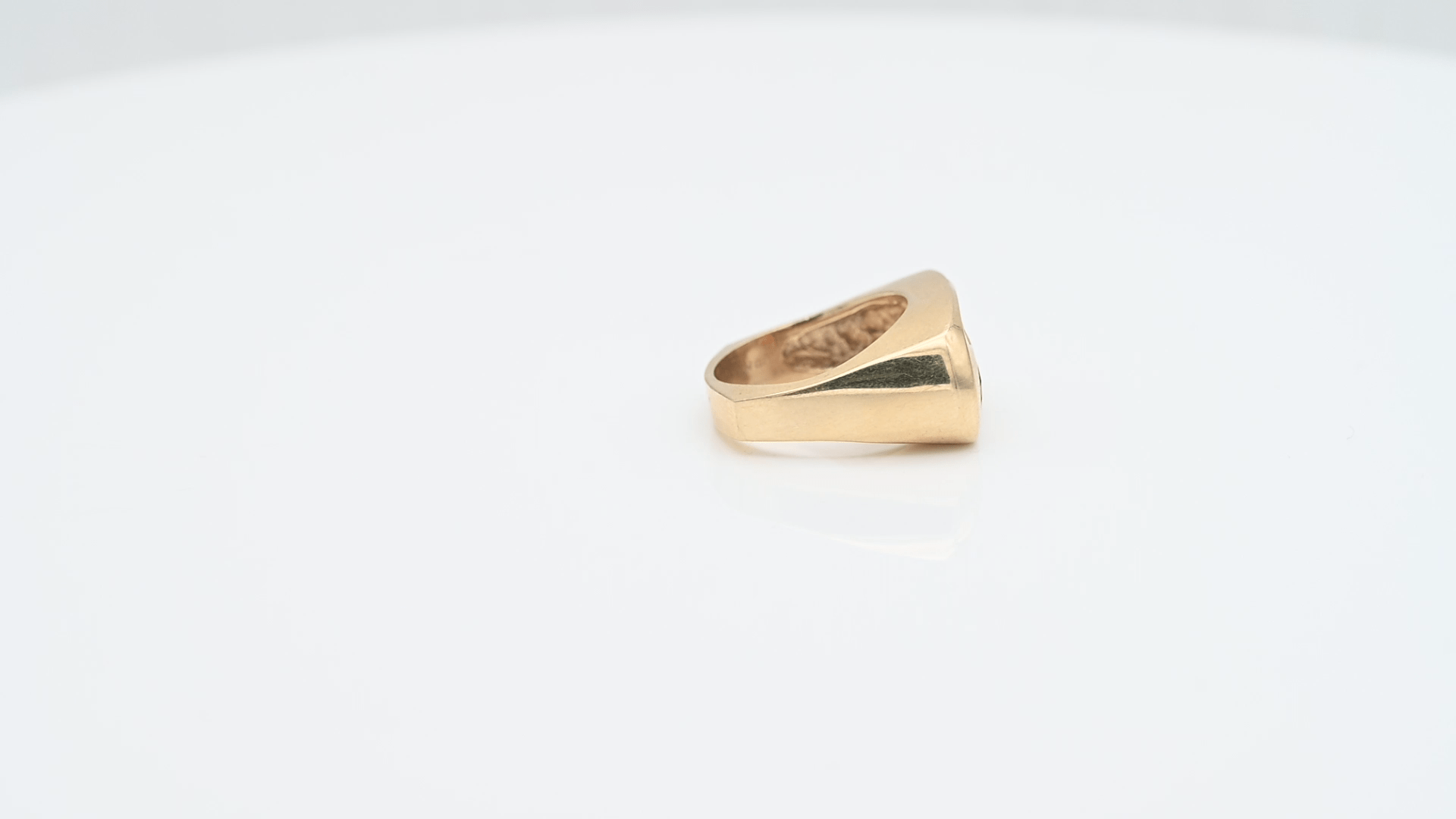 טבעת וינטאג משובצת ציטרין (שבר קל באבן) ויהלומים, זהב 14K - מק"ט 31855