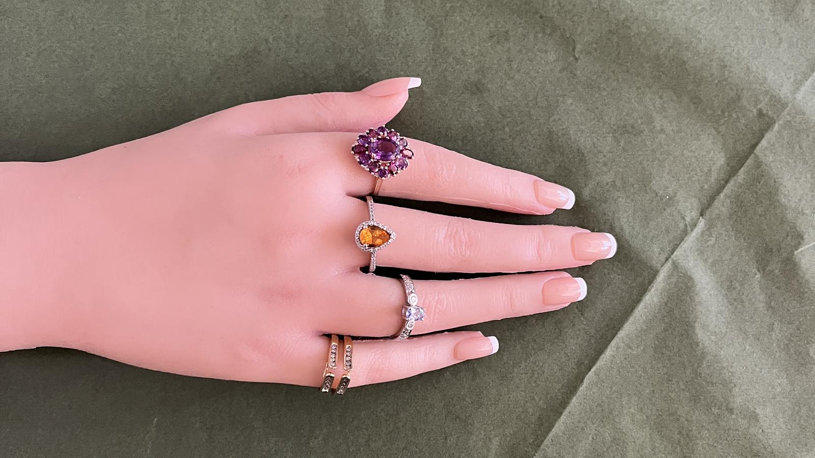 טבעת וינטג' משובצת טנזנייט ויהלומים - מק"ט 33099, זהב 14K