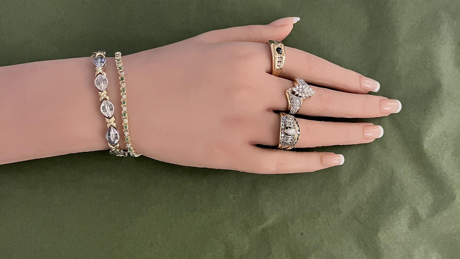 צמיד וינטג' משובץ יהלומים בחיתוך בגט - מק"ט 33187, זהב 14K