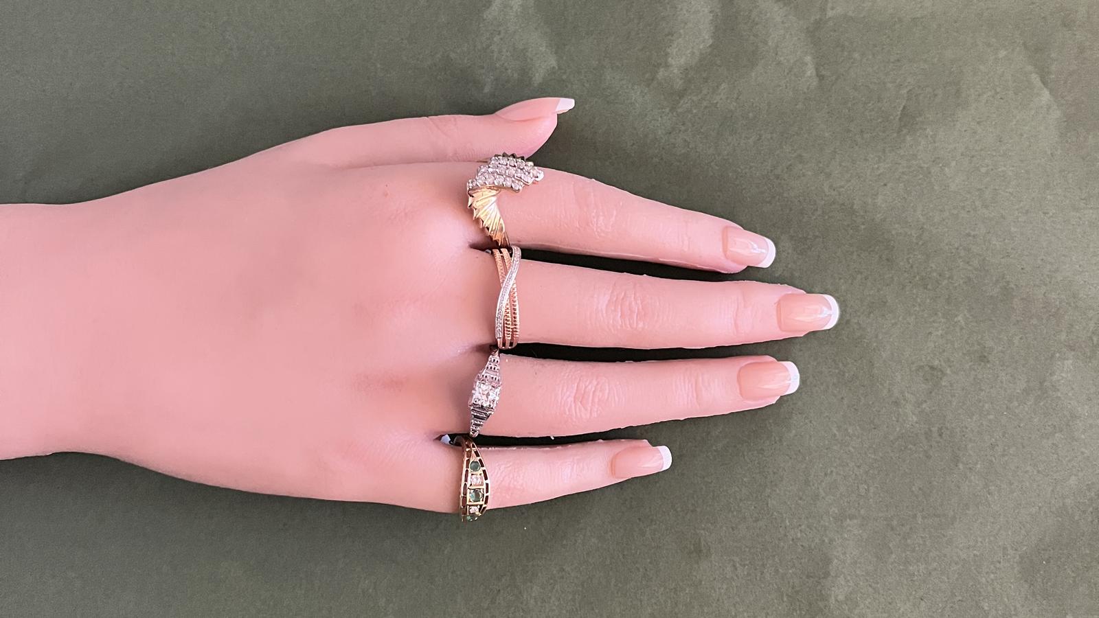 טבעת וינטג' משובצת יהלומים - מק"ט 33175, זהב 14K