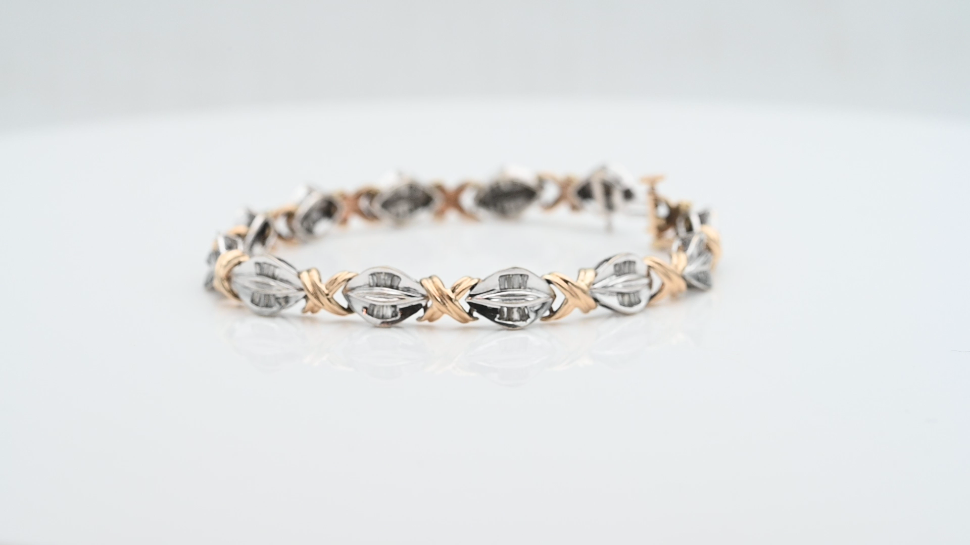 צמיד וינטג' משובץ יהלומים בחיתוך בגט - מק"ט 33187, זהב 14K