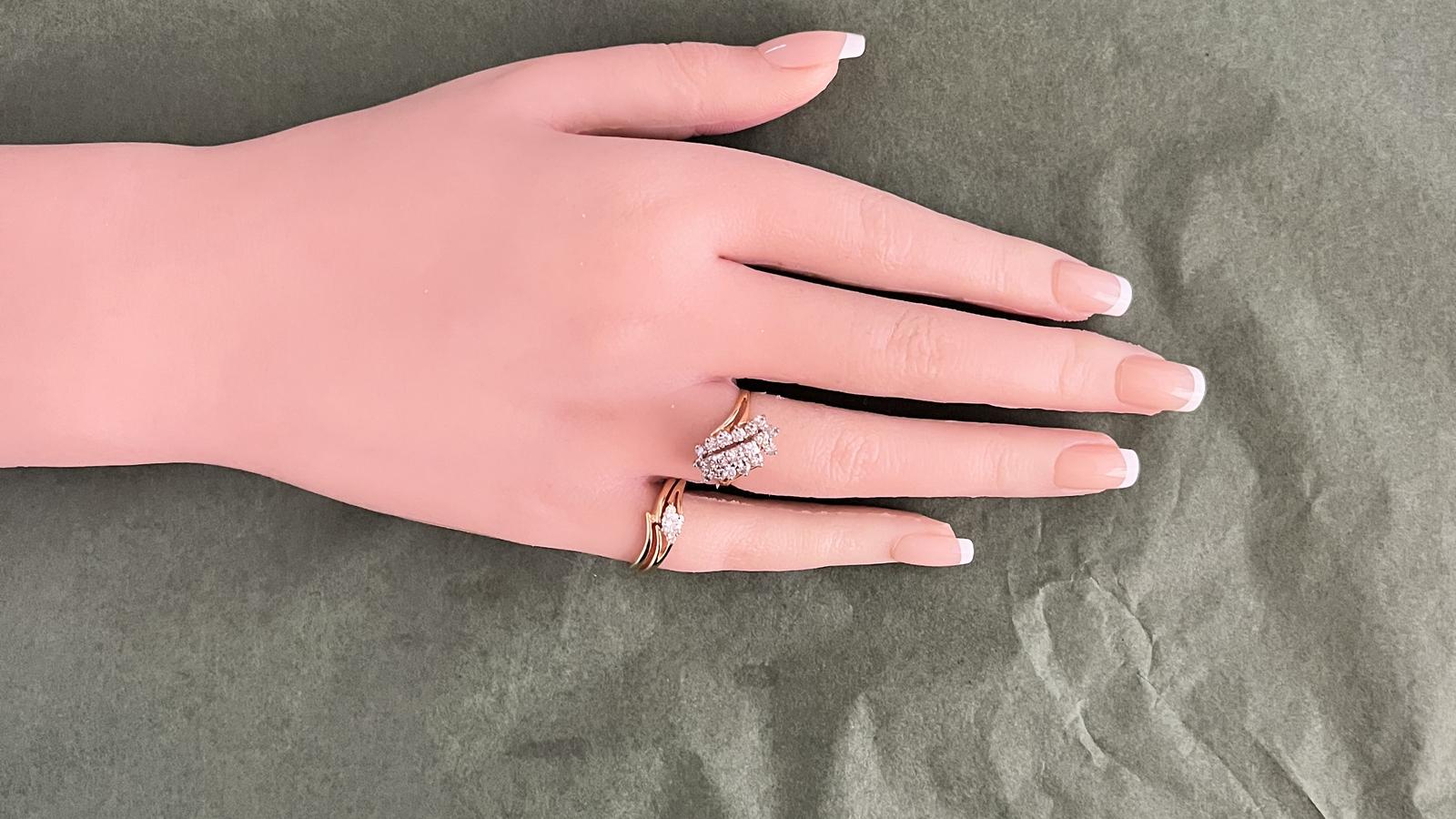 טבעת וינטג' משובצת יהלומים - מק"ט 34023, זהב 9(14)K