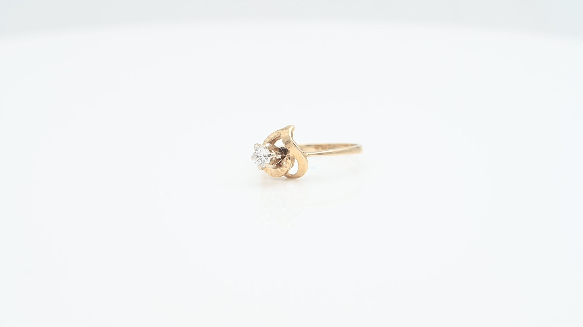 טבעת וינטאג סוליטר משובצת יהלום, זהב 14K - מק"ט 50153