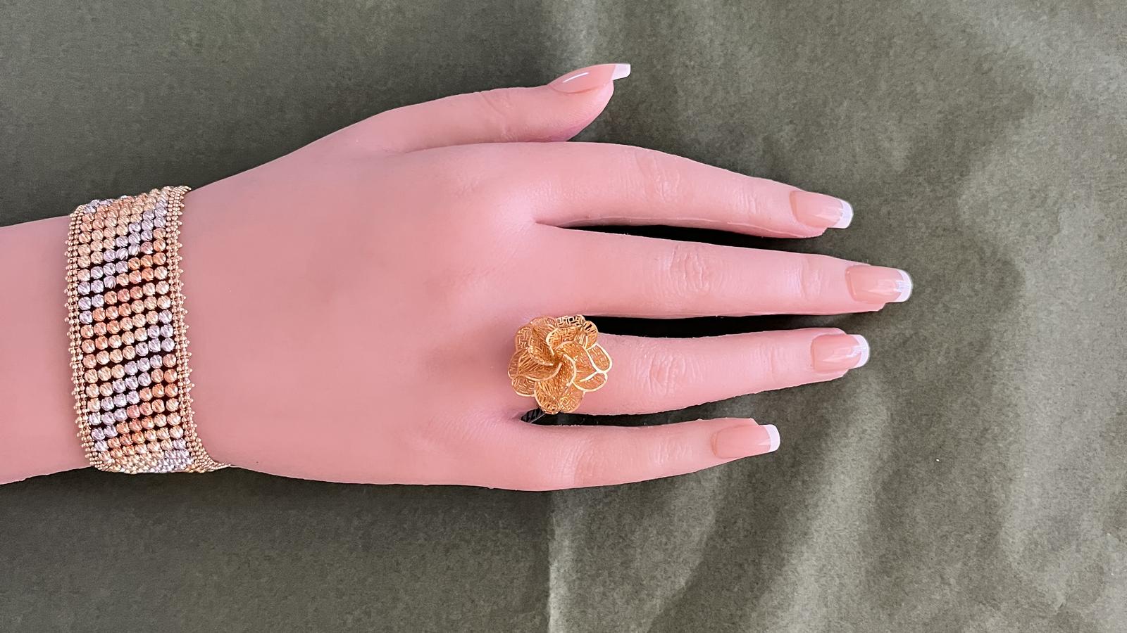 צמיד איטלקי רחב, ברוחב 2.5 ס"מ - שטיח כדוריות זהב - מק"ט 51415, זהב 14K