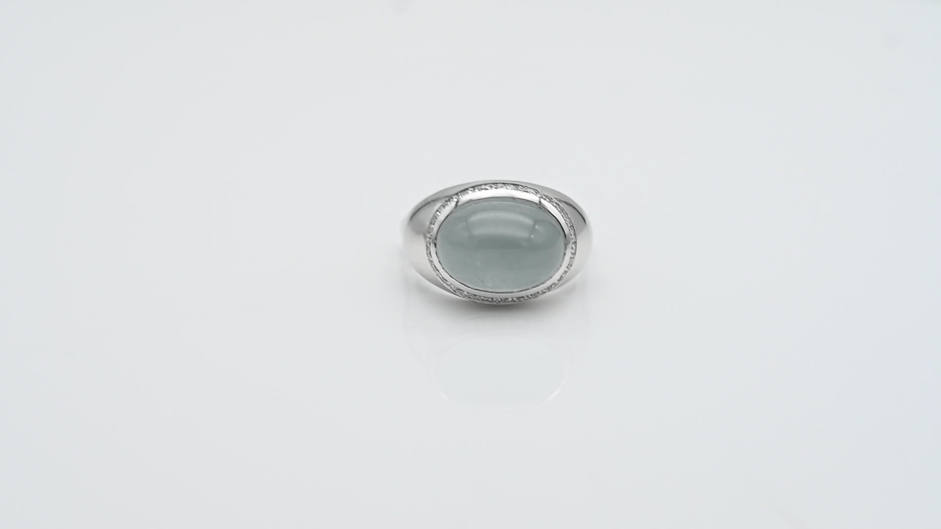 טבעת וינטאג משובצת moonstone ויהלומים, זהב 18K - מק"ט 60016