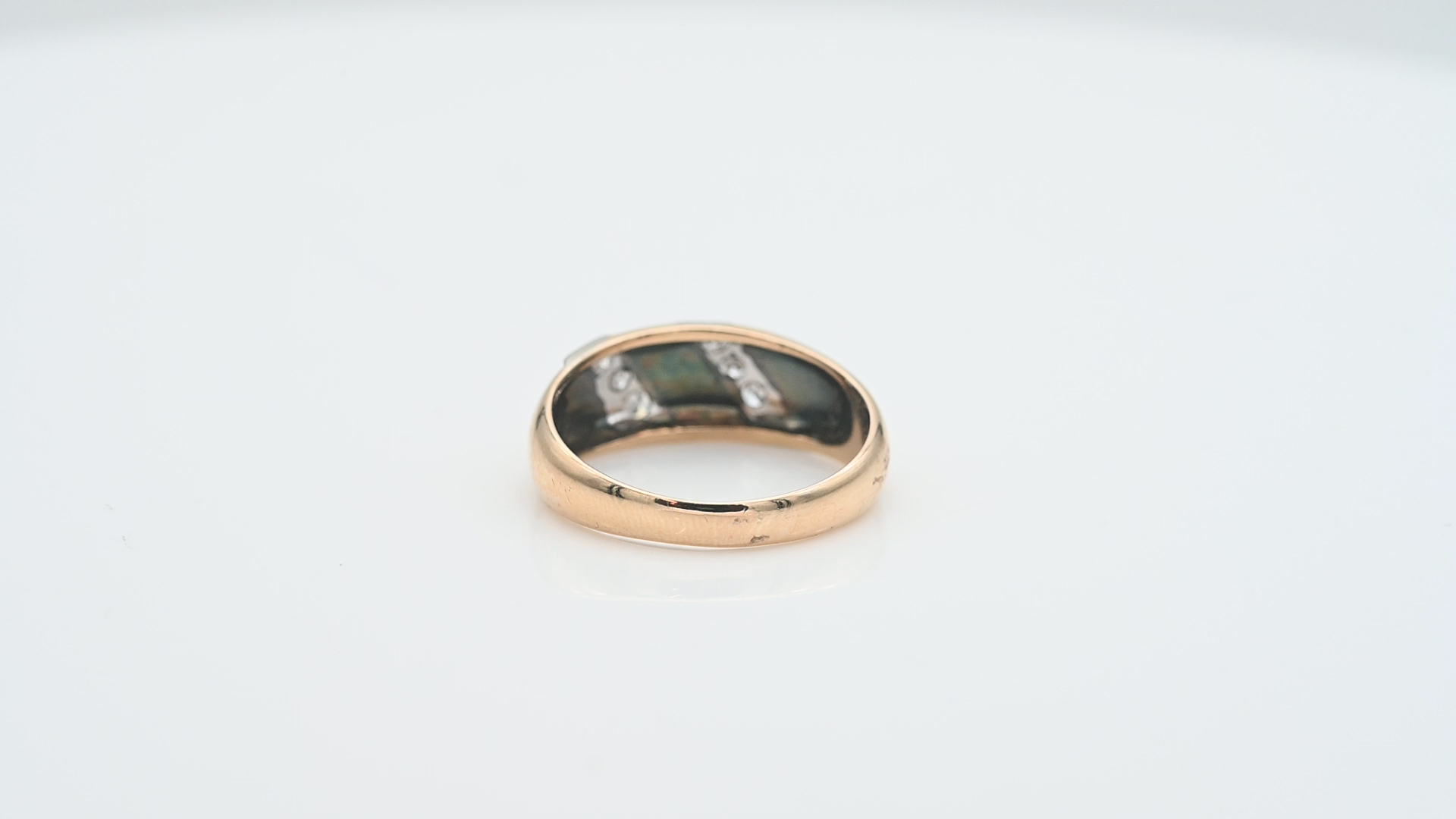 טבעת וינטאג רחבה משובצת יהלומים, מידה גדולה במיוחד - מק"ט 61173, זהב 9(14)K