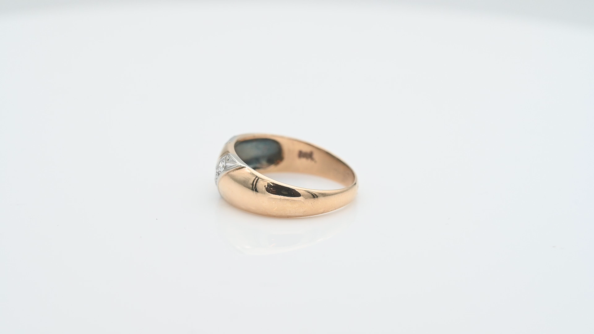 טבעת וינטאג רחבה משובצת יהלומים, מידה גדולה במיוחד - מק"ט 61173, זהב 9(14)K