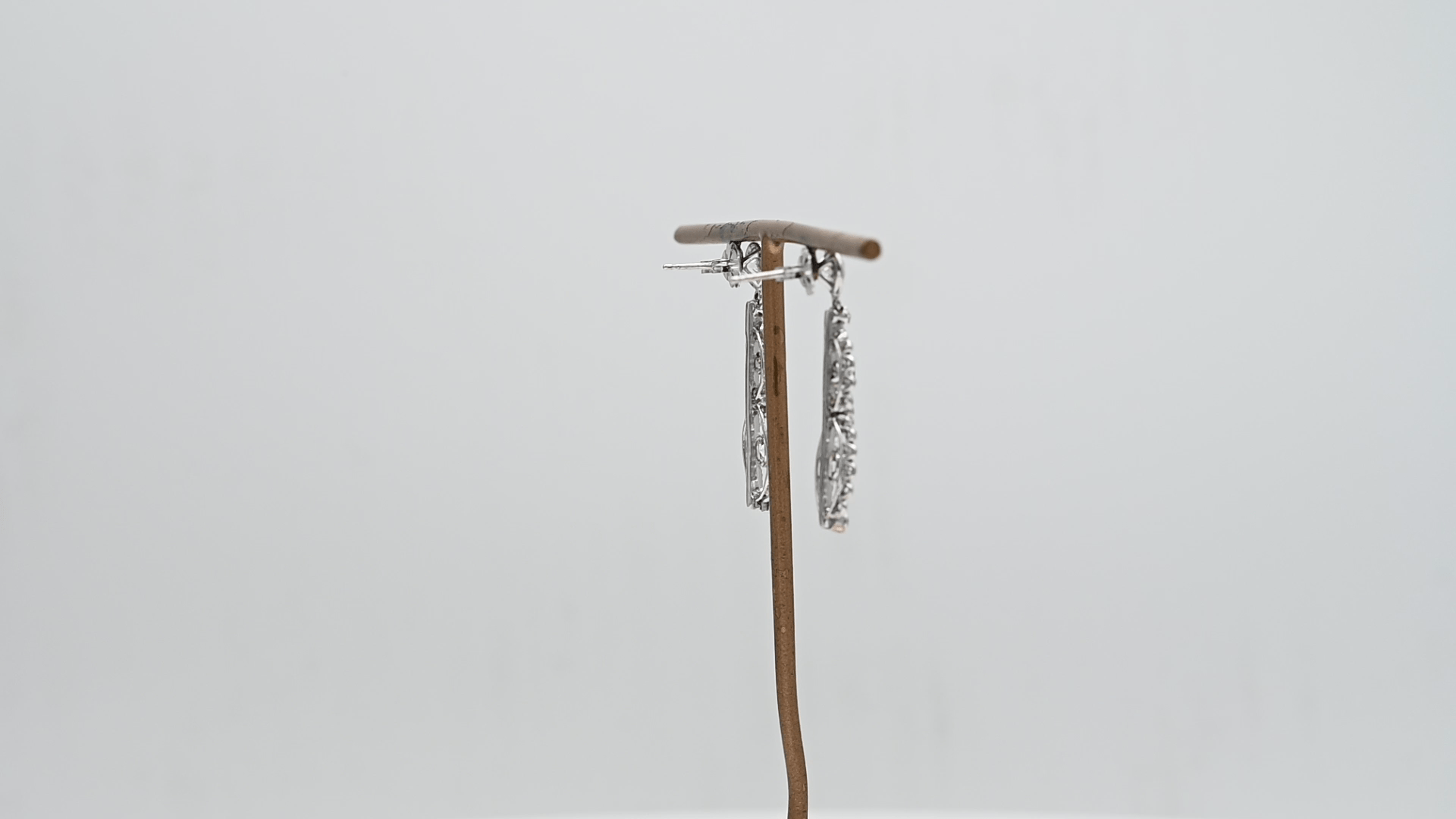 עגילים ויקטוריאניים - מפלטינה, זהב ויהלומים מספר 1031