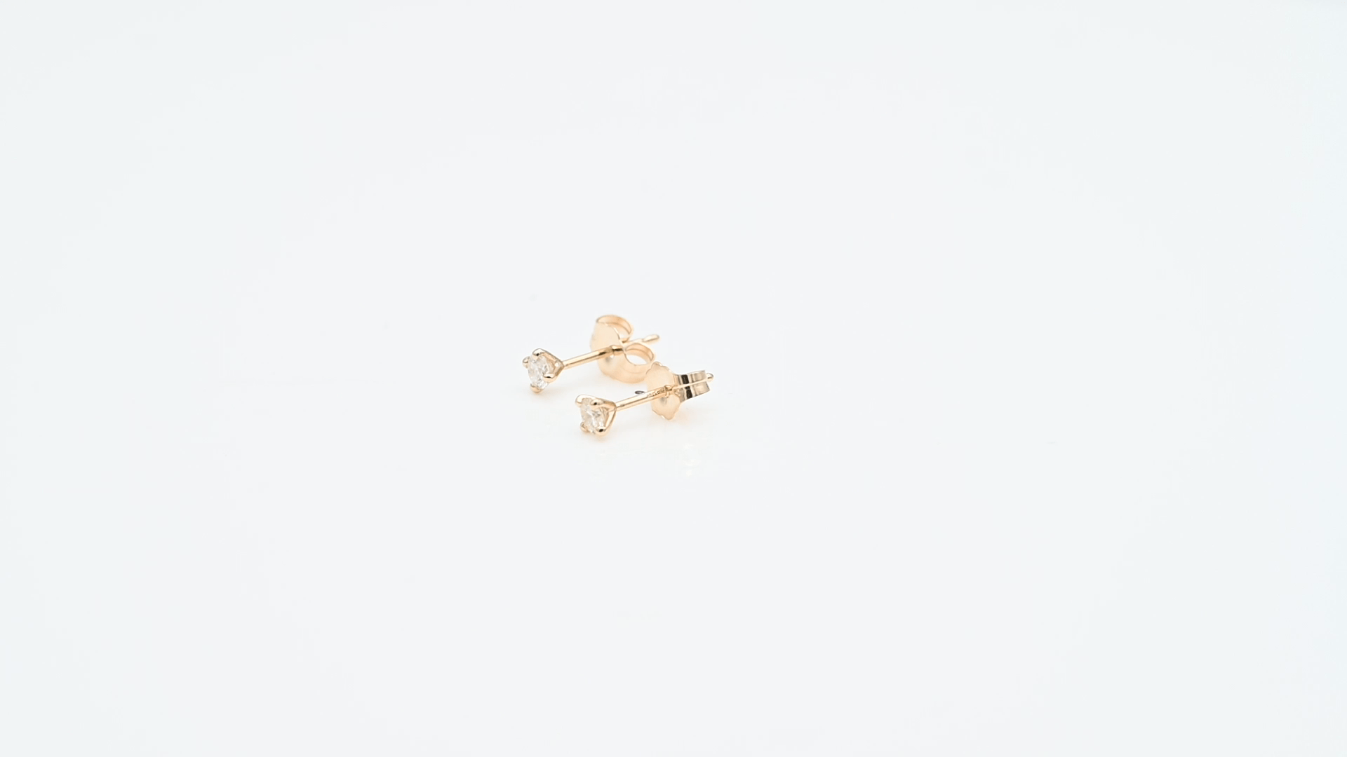 עגילי סוליטר, זהב 14K - מק"ט 12319