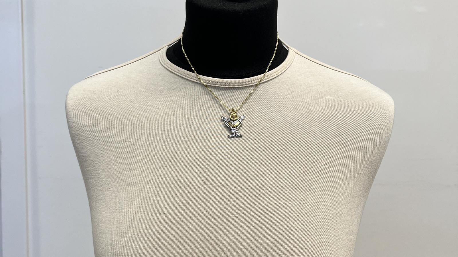 תליון ליצן משובץ יהלומים, זהב 14K, תליון ללא שרשרת - מק"ט 12489