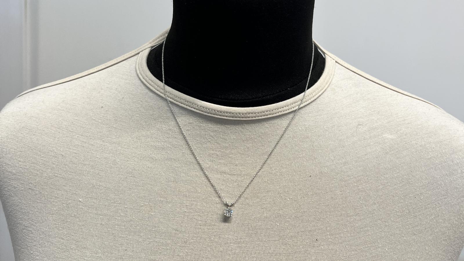 תליון סוליטר משובץ יהלום, זהב 14K, תליון כולל שרשרת - מק"ט 12739