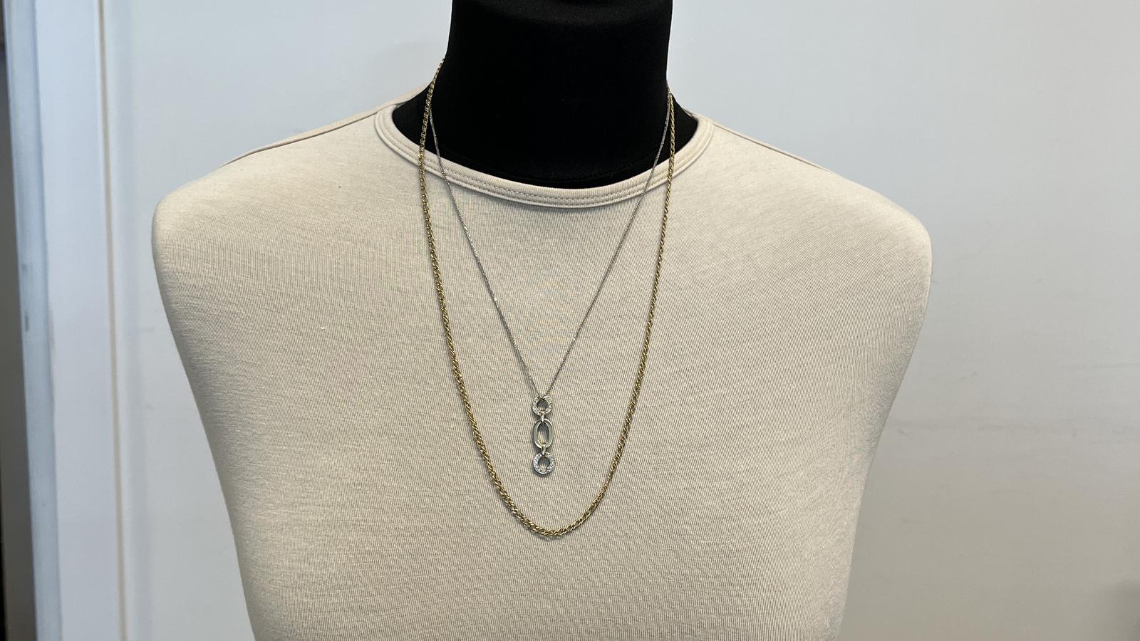 תליון וינטאג עיגולים משובצים יהלומים, זהב 14K, תליון כולל שרשרת - מק"ט 12409