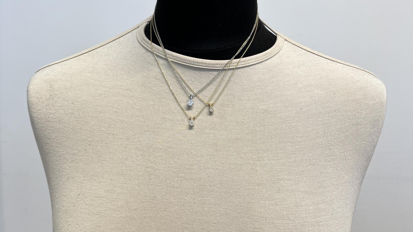 תליון סוליטר משובץ יהלום, כולל שרשרת - מק"ט 14253, זהב 14K