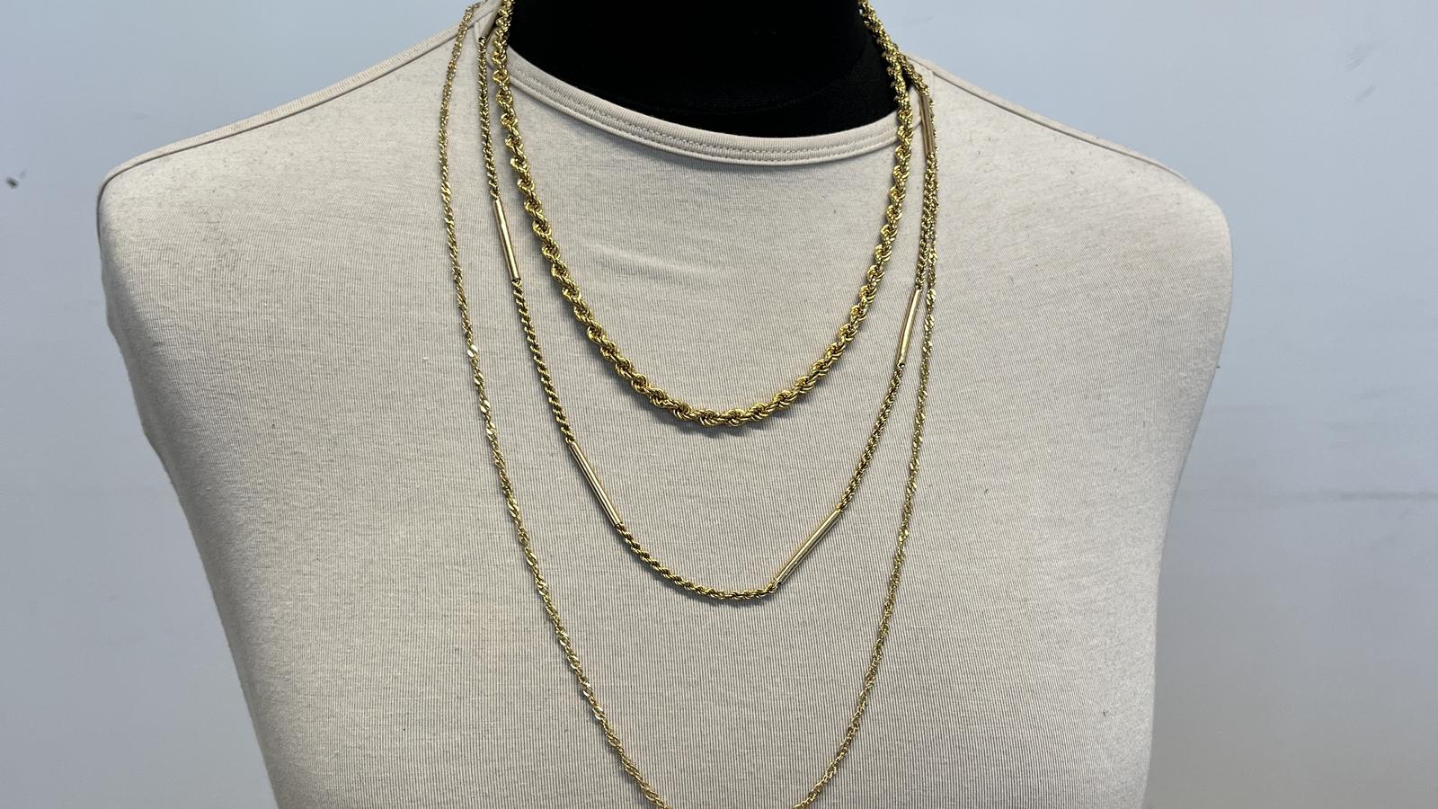 שרשרת וינטג' בדוגמת חבל וצינורות בקוטר 2.5 מ''מ  - מק"ט 14411, זהב 18K