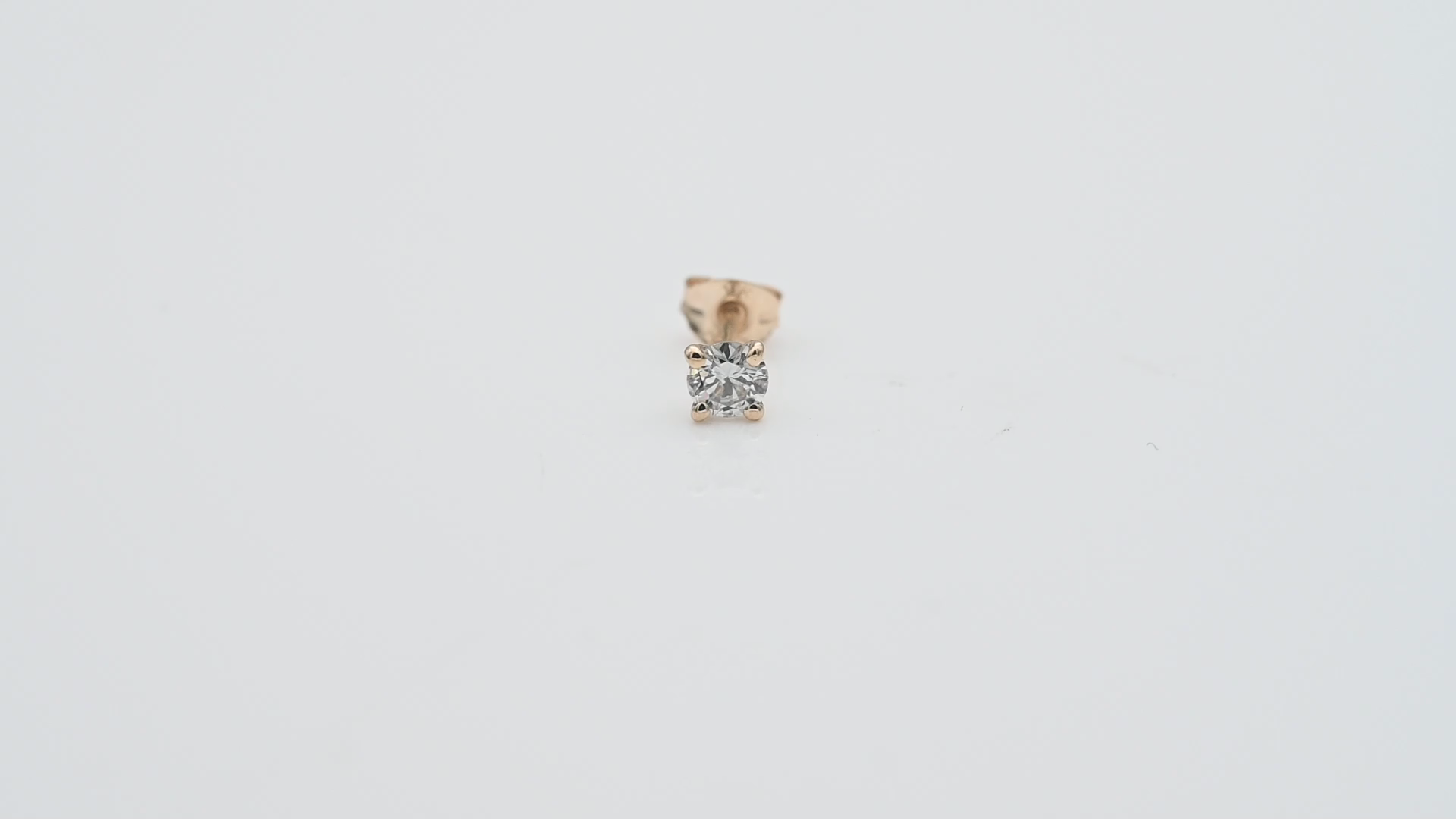 עגיל סוליטר בודד משובץ יהלום - מק"ט 14570, זהב 14K