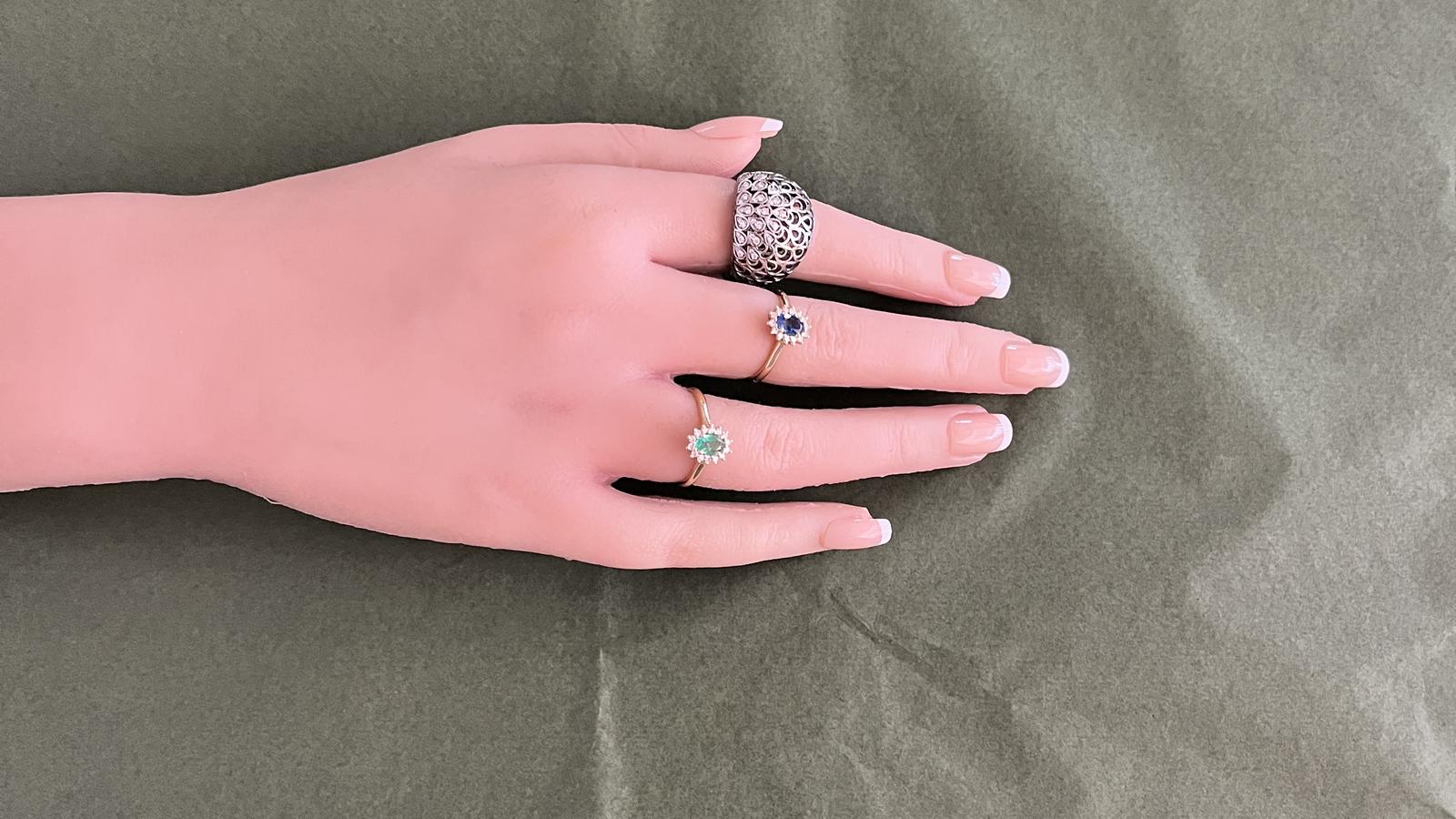 טבעת וינטג' רחבה משובצת יהלומים - מק"ט 14728, זהב 14K