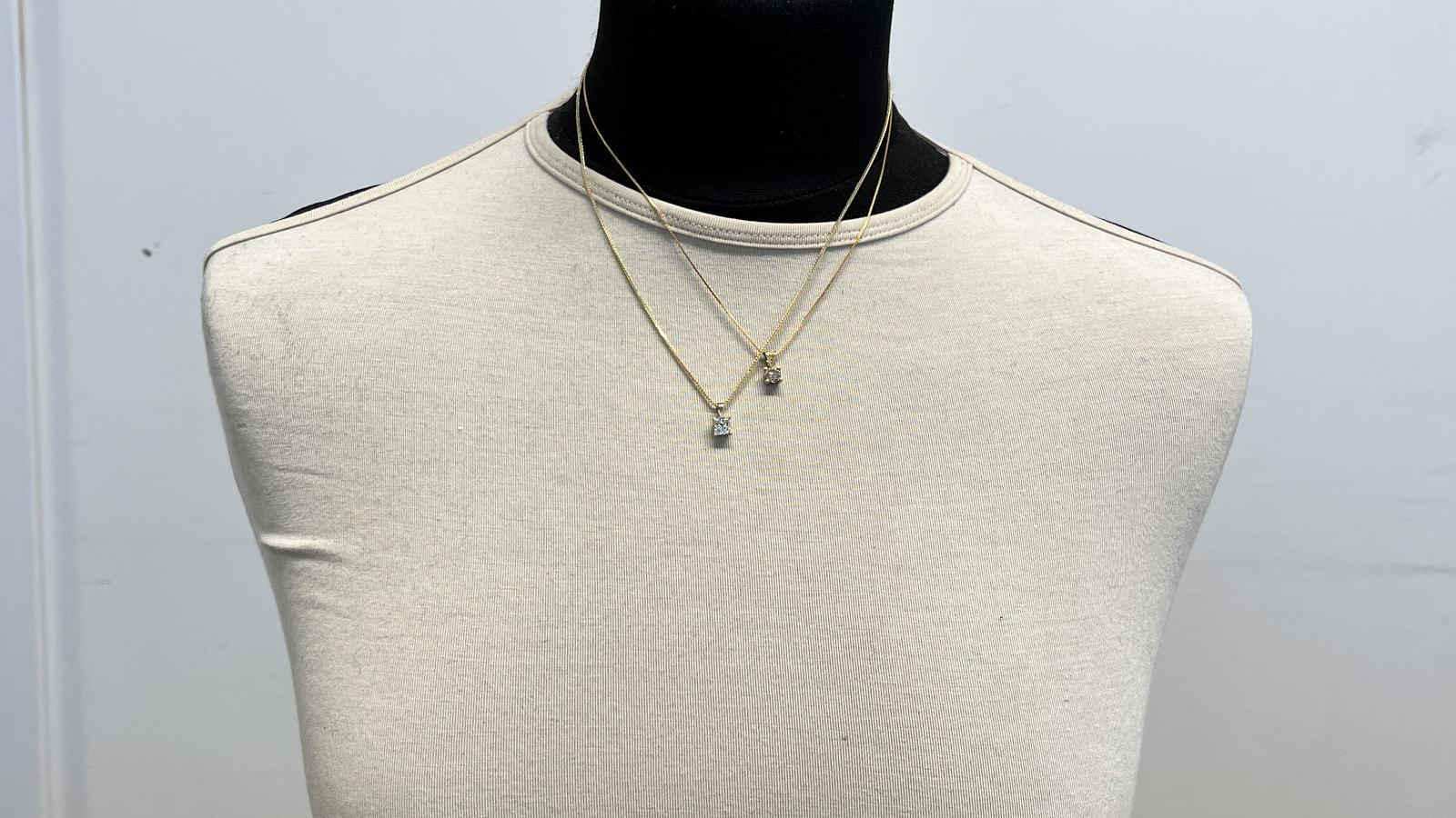 תליון סוליטר משובץ יהלום בחיתוך פרינסס, כולל שרשרת - מק"ט 14822, זהב 14K