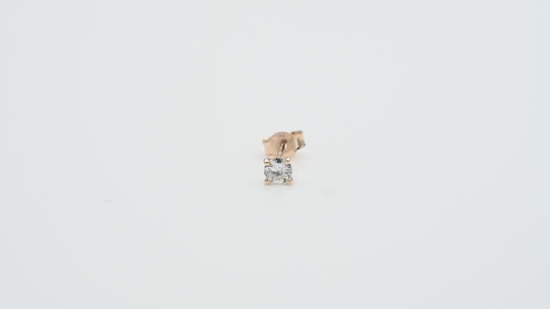 עגיל סוליטר בודד משובץ יהלום - מק"ט 15286, זהב 14K