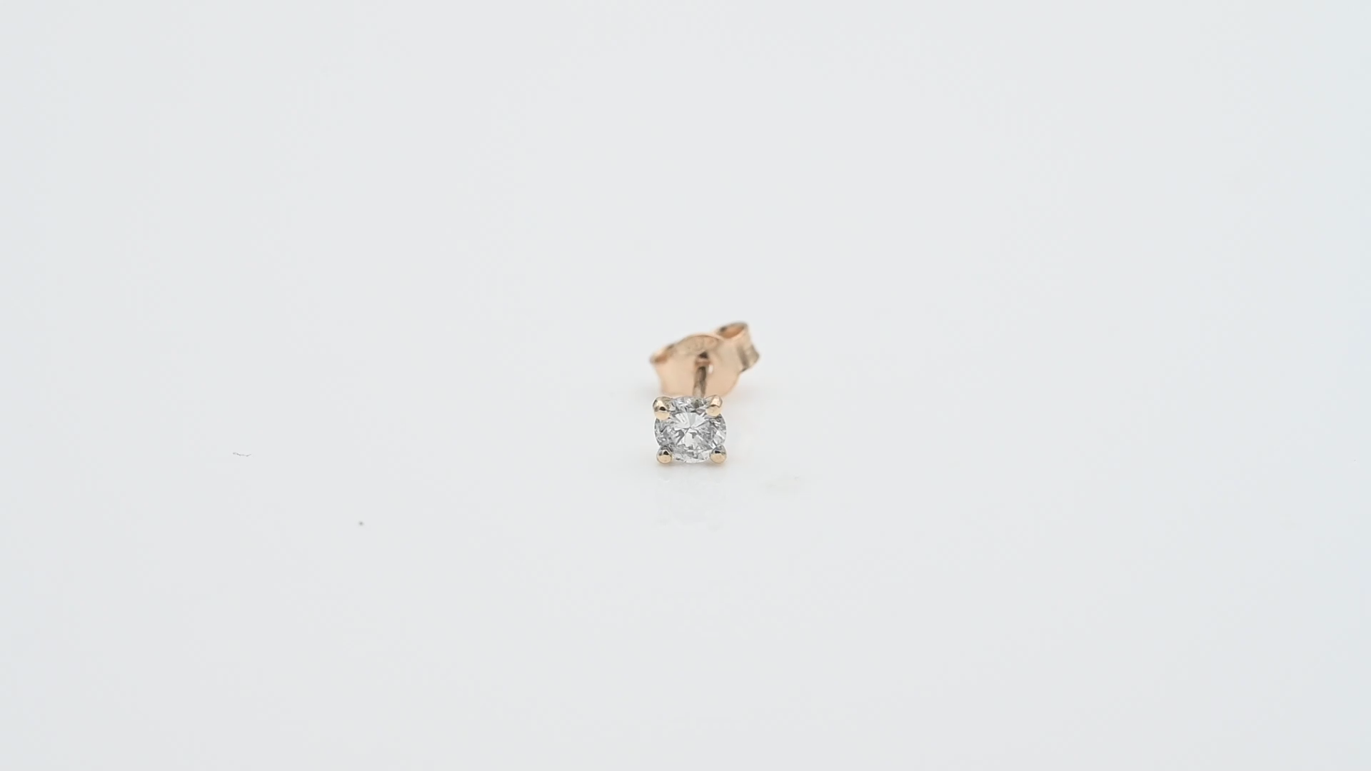 עגיל סוליטר בודד משובץ יהלום - מק"ט 15288, זהב 14K