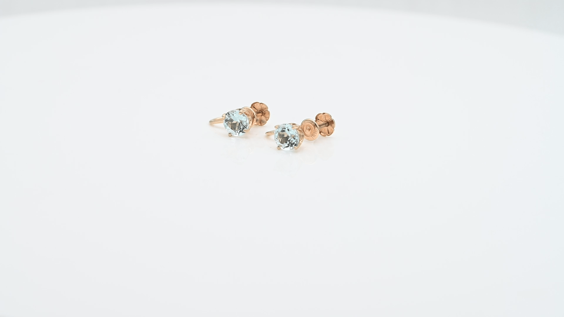 עגילי וינטאג משובצים בלו טופז, מתאימים לאוזניים ללא חורים, זהב 14K - מק"ט 31585