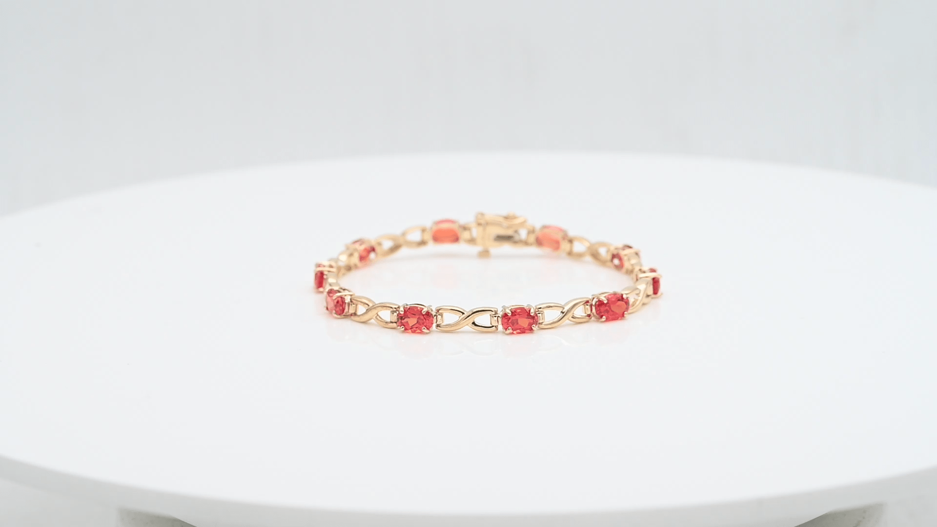צמיד וינטאג משובץ אבני חן כתומות , זהב 14K - מק"ט 31887
