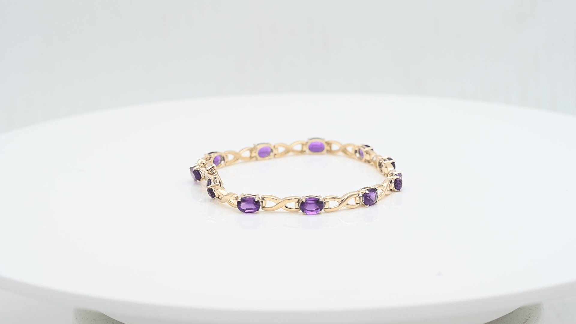 צמיד וינטאג משובץ אמטיסט , זהב 14K - מק"ט 31888