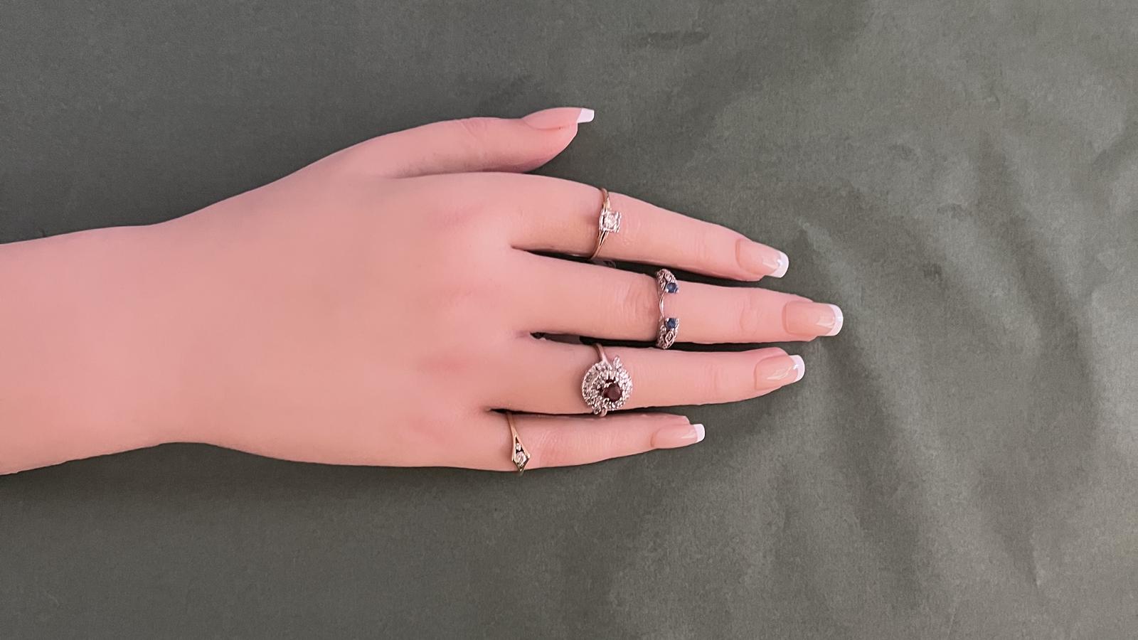 טבעת וינטאג משובצת גרנט ויהלומים, זהב 9-14K - מק"ט 31952