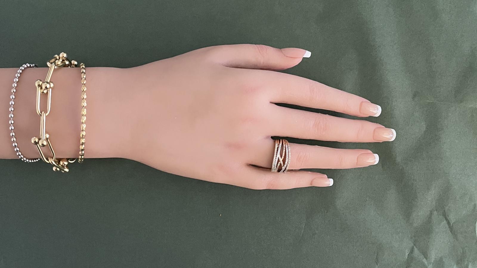 צמיד כדורי זהב גמיש, בגודל בינוני, זהב 14K - מק"ט 12892