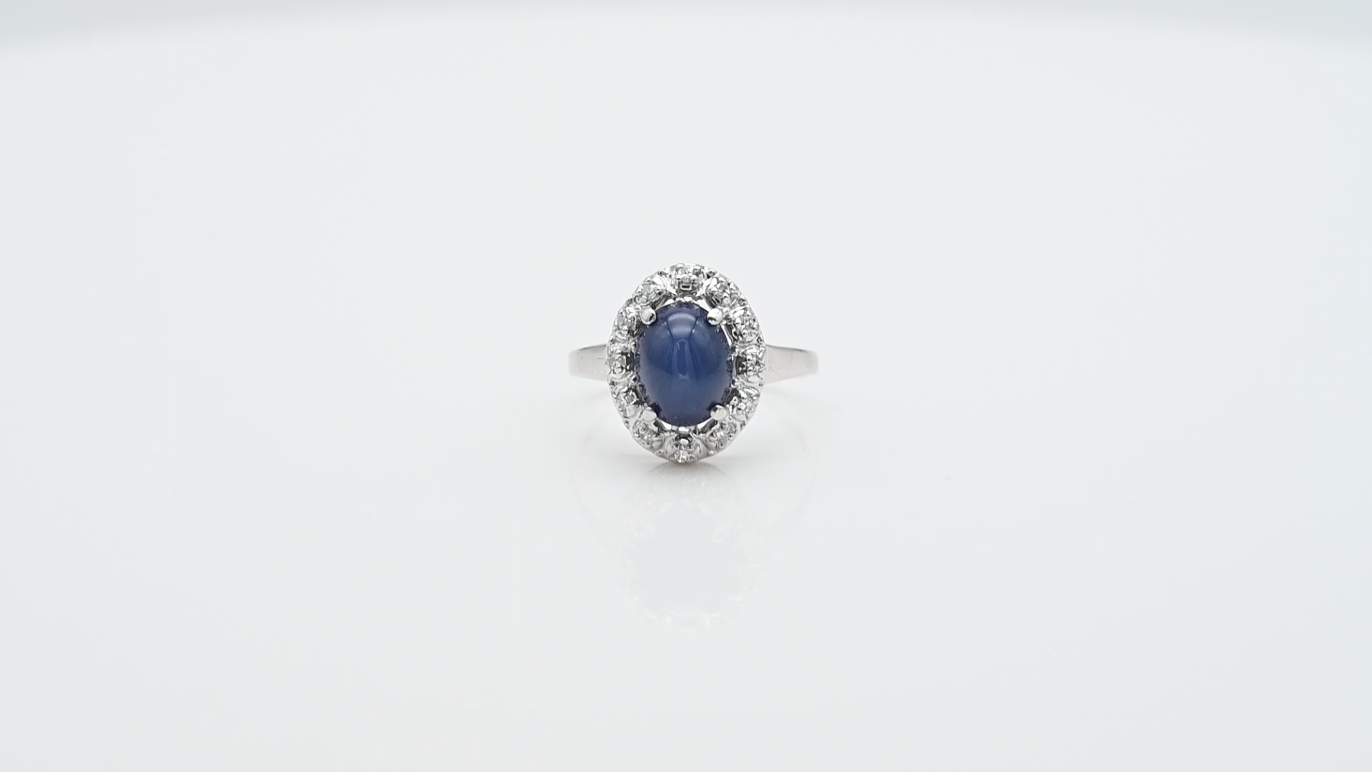 טבעת וינטאג בסגנון דיאנה משובצת סטאר ספיר ויהלומים, זהב 9-14K - מק"ט 32255