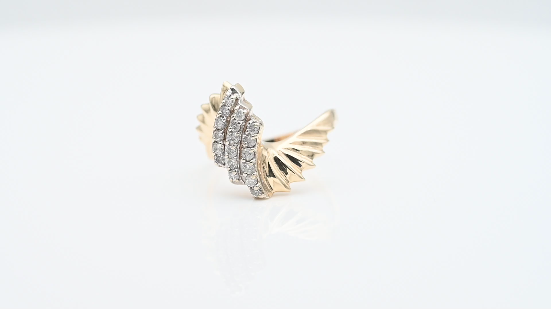 טבעת וינטג' משובצת יהלומים  - מק"ט 33175, זהב 14K