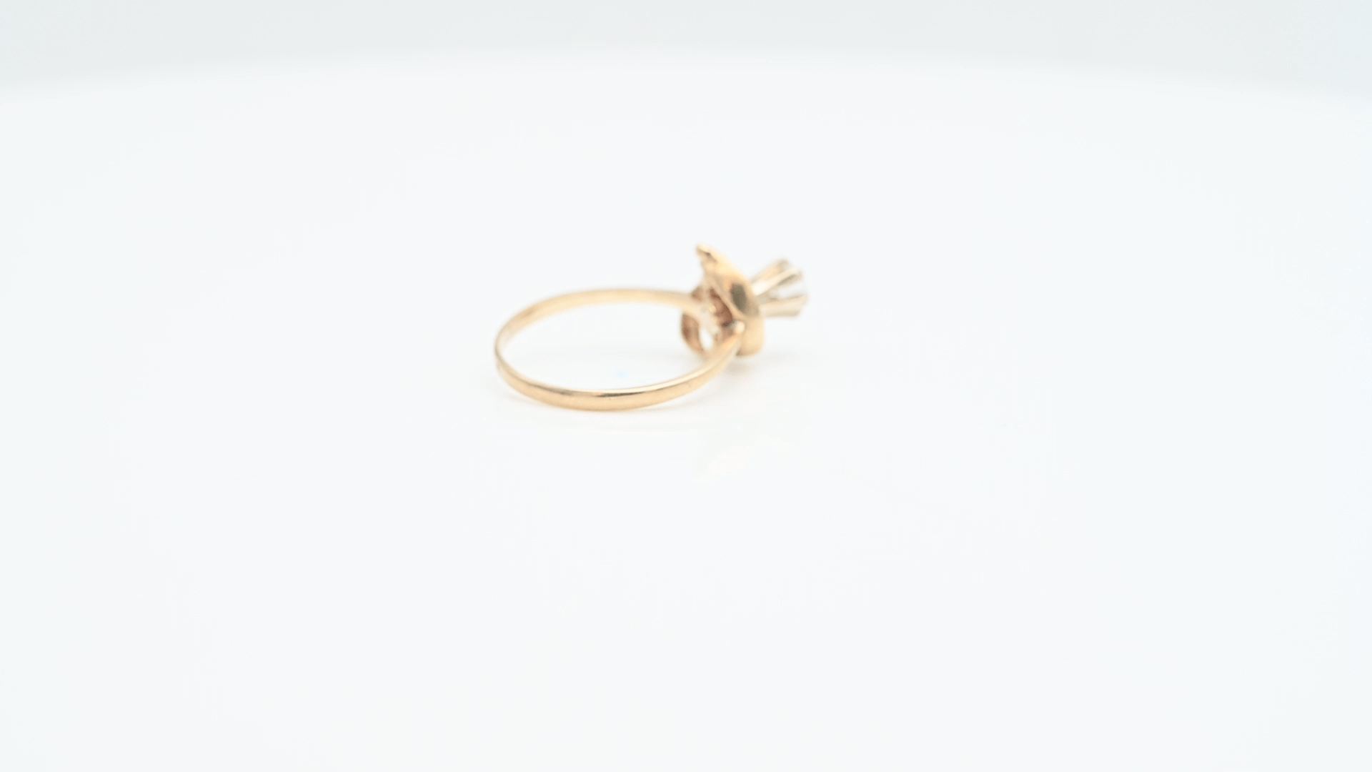 טבעת וינטאג סוליטר משובצת יהלום, זהב 14K - מק"ט 50153