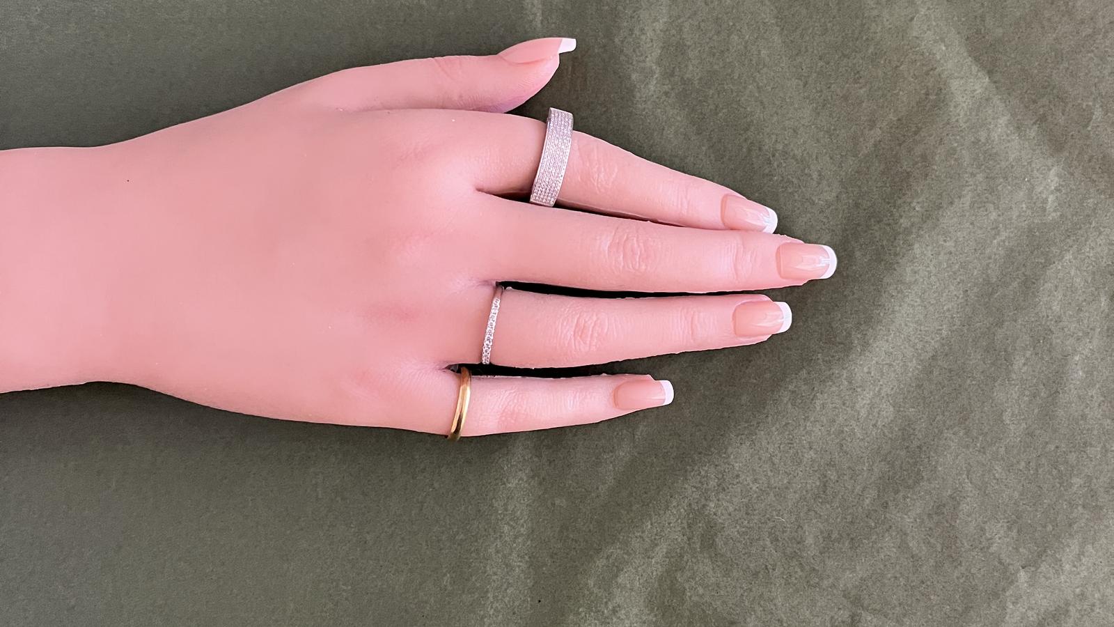 טבעת וינטאג משובצת 5 שורות יהלומים - מק"ט 50790, זהב 14K