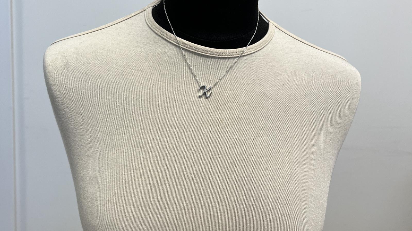 תליון N משובץ יהלומים, תליון ללא שרשרת - מק"ט 50972, זהב 18K