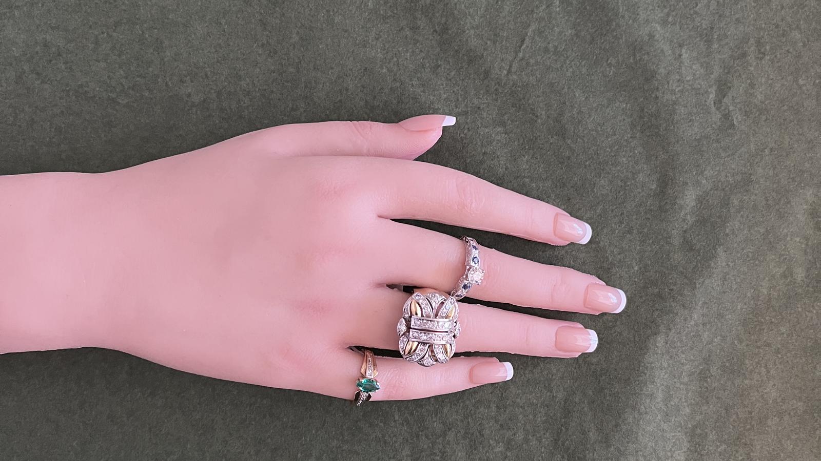 טבעת וינטאג משובצת ספיר ויהלומים, מרכזי 0.70 קארט Old Cut G SI2, זהב 9-14K - מק"ט 60106