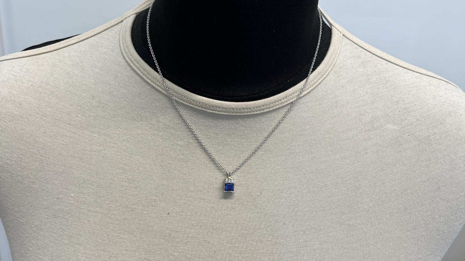 תליון סוליטר משובץ אבן חן בגוון כחול סגול ויהלומים, זהב 14K, תליון ללא שרשרת - מק"ט 60343