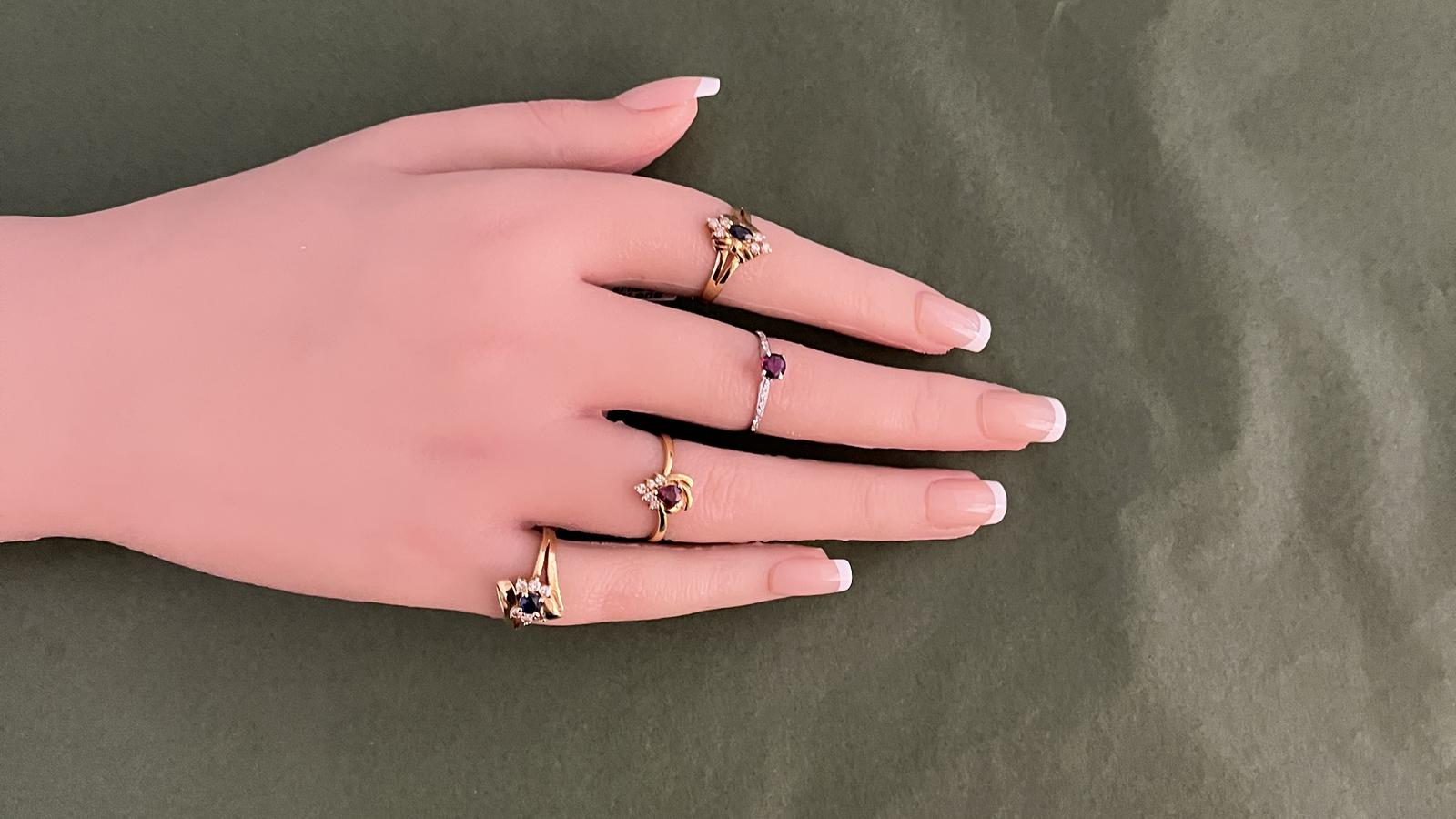 טבעת וינטג' משובצת אמטיסט ויהלומים - מק"ט 60615, זהב 14K