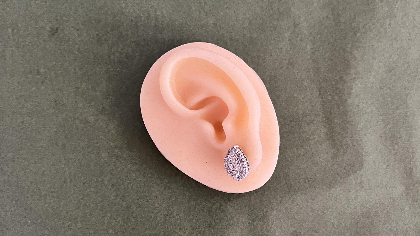 עגילי וינטאג בצורת טיפה משובצים יהלומים בחיתוך בגט ועגול - מק"ט 60877, זהב 10K