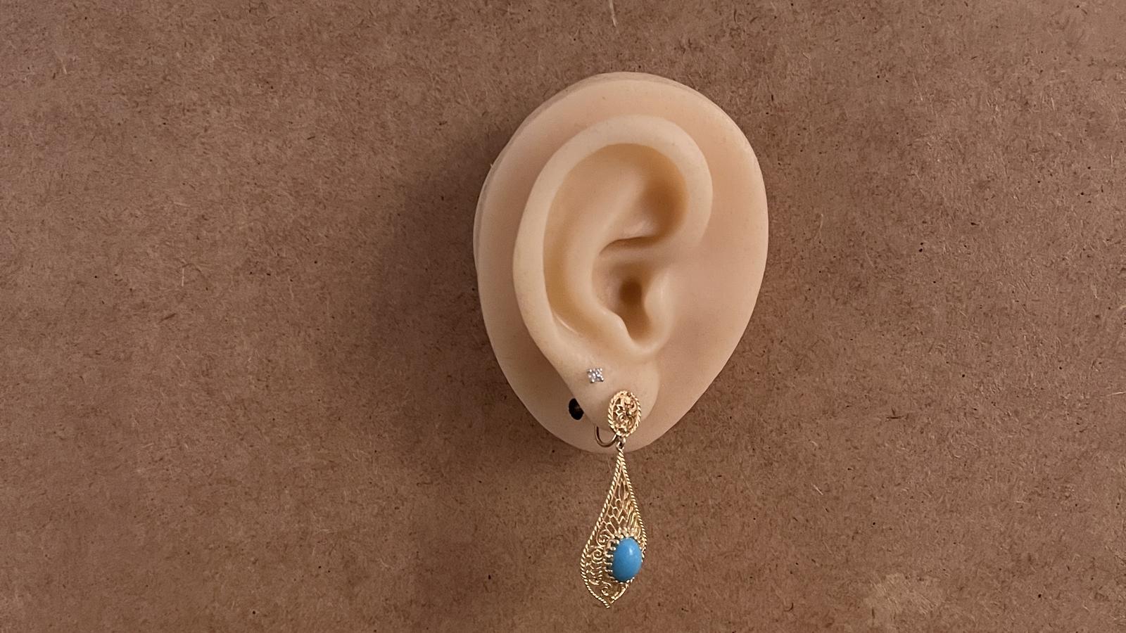 עגילי סוליטר, זהב 14K - מק"ט 12320