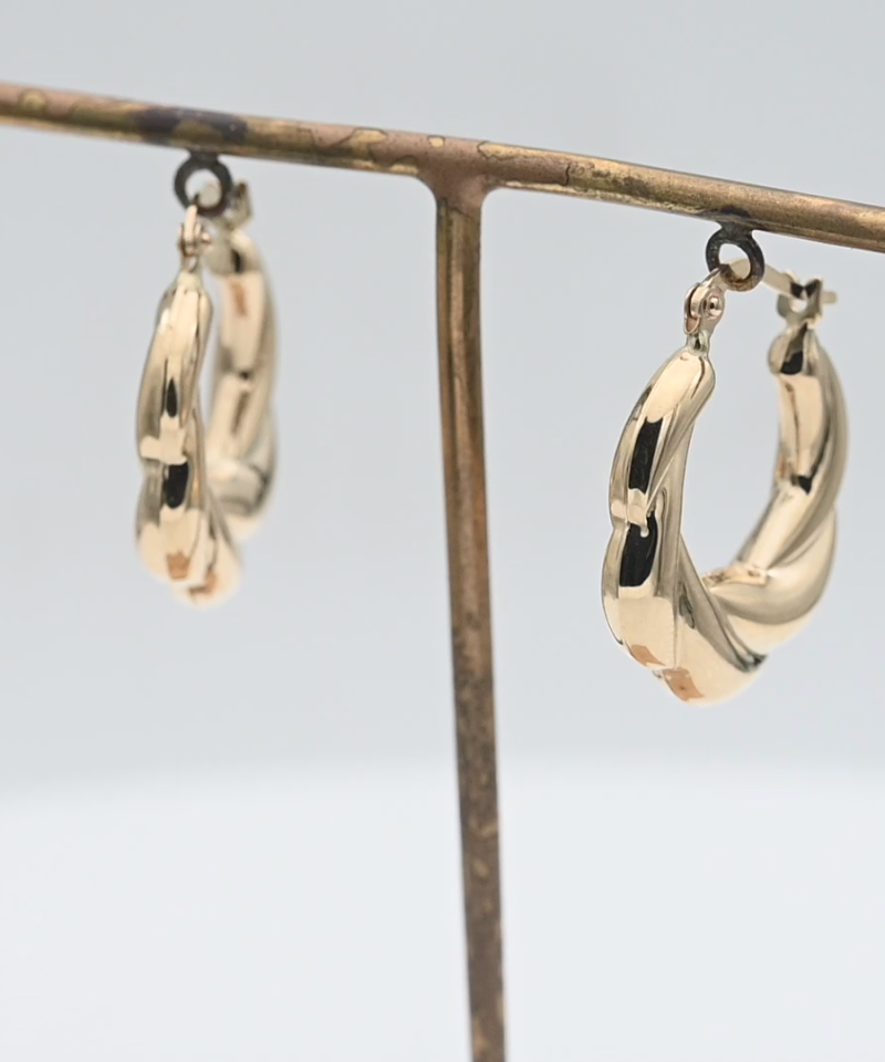 עגילי חישוק מתלפפים בקוטר 2.2 ס"מ - מק"ט 14687, זהב 14K