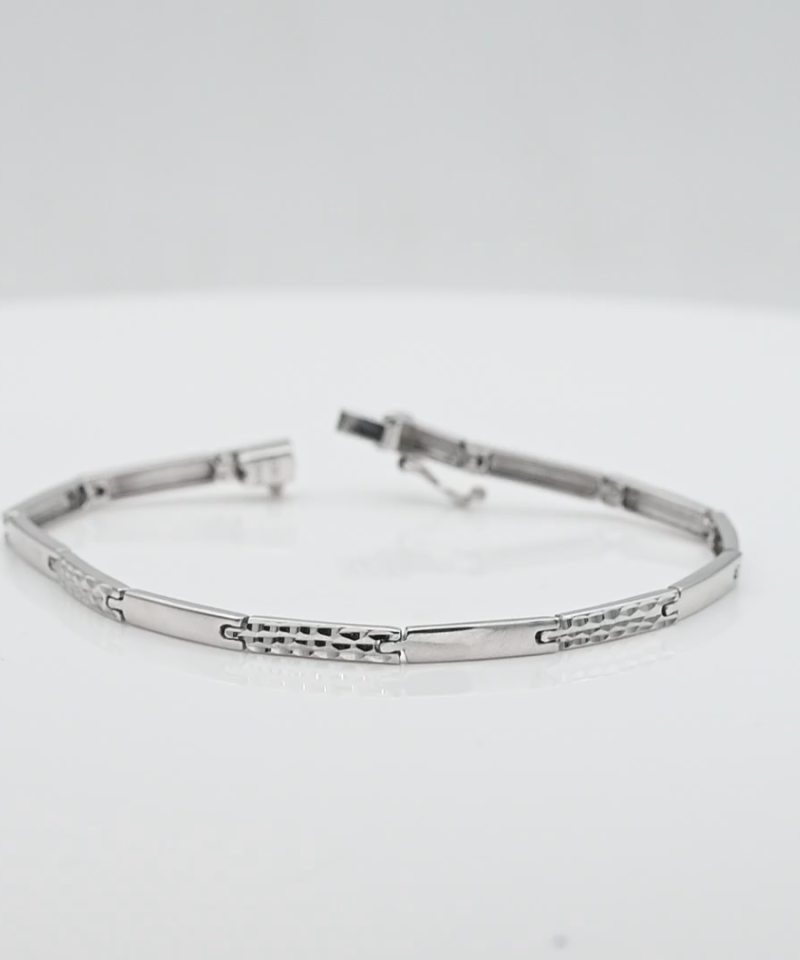 צמיד וינטאג, חוליות מלבניות רקועות, ברוחב 3.5 מ"מ - מק"ט 15390, זהב 14K