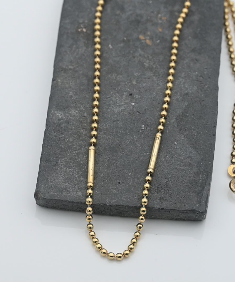 שרשרת זהב דיסקית עם גלילים בעובי 2.3 מ"מ - מק"ט 15399, זהב 14K