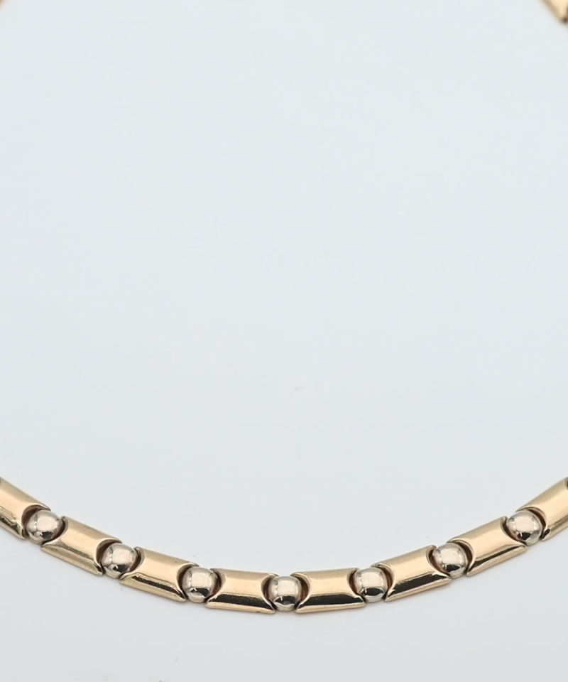 שרשרת וינטאג חוליות מלבניות, עגולת וחלולות ברוחב 5.6 מ"מ - מק"ט 15401, זהב 14K