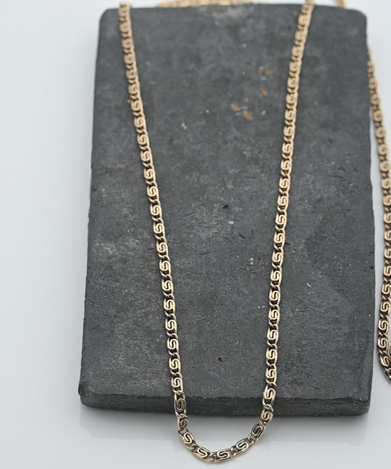 שרשרת וינטאג חוליות שבלול שטוחות ברוחב 2.25 מ"מ - מק"ט 15410, זהב 14K